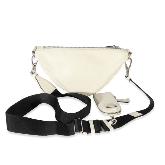 Prada White Leather Triangle Crossbody Bag - Picture 3 of 7